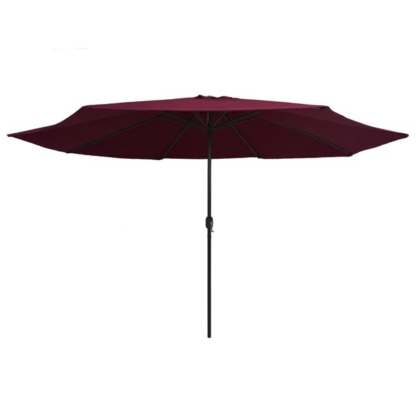 vidaXL Parasol de jardin avec m&acirc;t en m&eacute;tal 390 cm rouge bordeaux