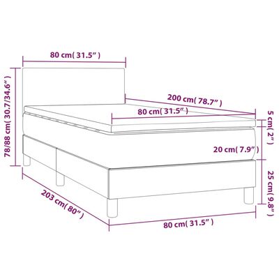 vidaXL Sommier à lattes de lit avec matelas et LED Gris 80x200 cm