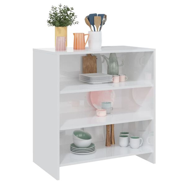 vidaXL Buffet Blanc brillant 70x40,5x75 cm Bois d'ing&eacute;nierie
