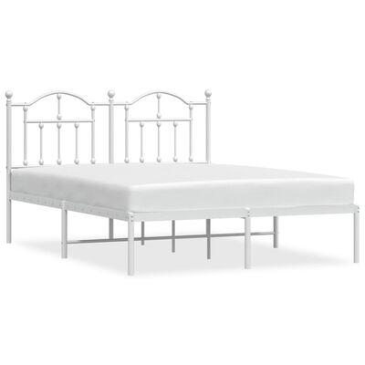 vidaXL Cadre de lit métal sans matelas et tête de lit blanc 135x190 cm