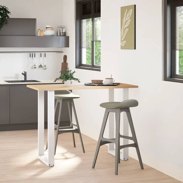 vidaXL Pieds de table de bar en U, 2 pi&egrave;ces, blanc, 60 x (100-101) cm, acier