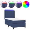 vidaXL Sommier &agrave; lattes de lit matelas et LED Bleu 90x190 cm Tissu