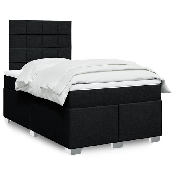 vidaXL Sommier &agrave; lattes de lit avec matelas Noir 120x200 cm Tissu