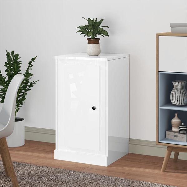 vidaXL Buffet blanc brillant 37,5x35,5x67,5 cm bois d'ing&eacute;nierie