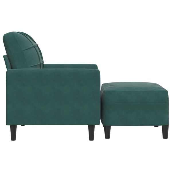 vidaXL Fauteuil avec repose-pied Vert foncé 60 cm Velours