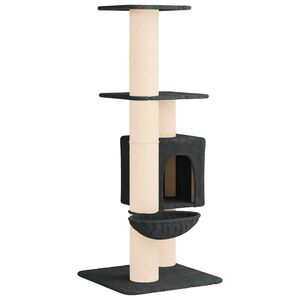 vidaXL Arbre &agrave; chat avec poteaux &agrave; griffer en sisal Gris fonc&eacute; 137 cm