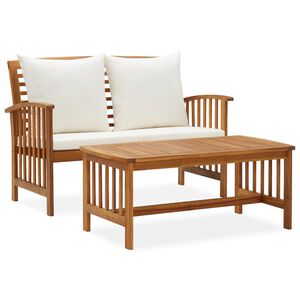 vidaXL Salon de jardin 2 pcs avec coussins bois d'acacia solide