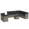 vidaXL Salon de jardin avec coussins 10 pcs gris r&eacute;sine tress&eacute;e