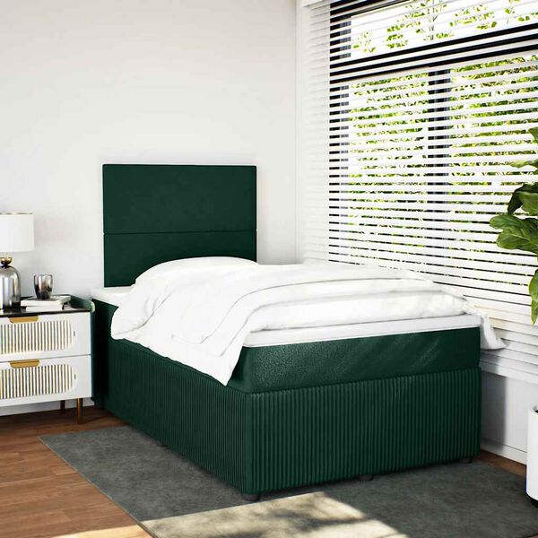vidaXL Sommier &agrave; lattes de lit avec matelas vert fonc&eacute; 120x190 cm