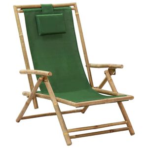 vidaXL Fauteuil pliant inclinable en bambou vert et tissu