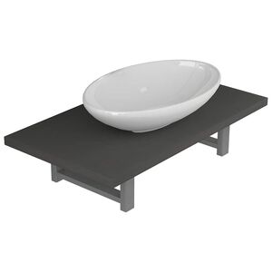 vidaXL Meuble de salle de bain en deux pi&egrave;ces C&eacute;ramique Gris