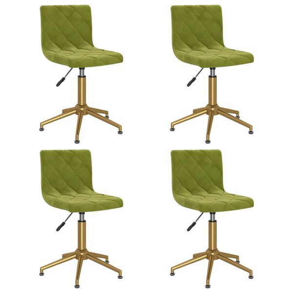 vidaXL Chaises pivotantes &agrave; manger lot de 4 vert clair velours