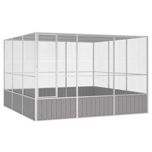 vidaXL Cage &agrave; oiseaux Gris 302,5x324,5x211,5 cm Acier galvanis&eacute;