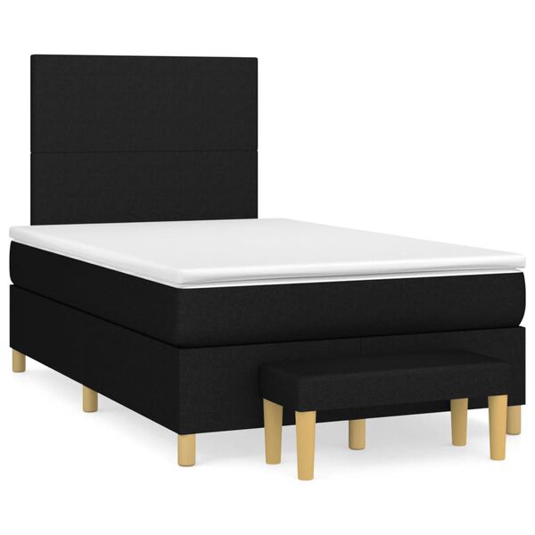 vidaXL Sommier &agrave; lattes de lit avec matelas Noir 120x200 cm Tissu