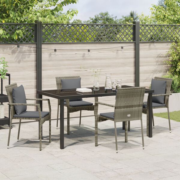 vidaXL Ensemble de salle à manger pour jardin 5 pcs Gris polyrotin