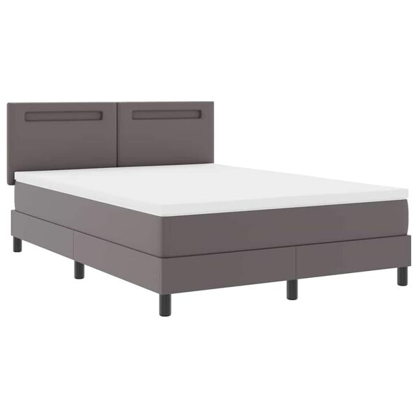 vidaXL Lit &agrave; ressorts avec matelas Gris 140 x 190 cm Simili cuir