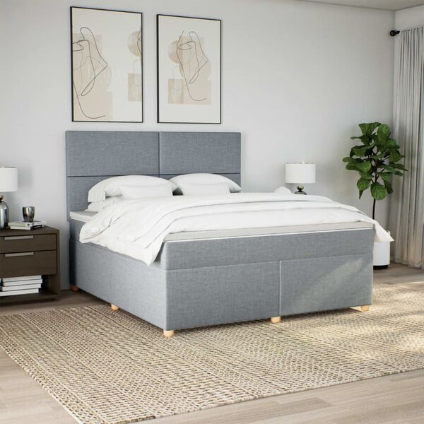 vidaXL Sommier &agrave; lattes de lit avec matelas Gris clair 180x200cm Tissu