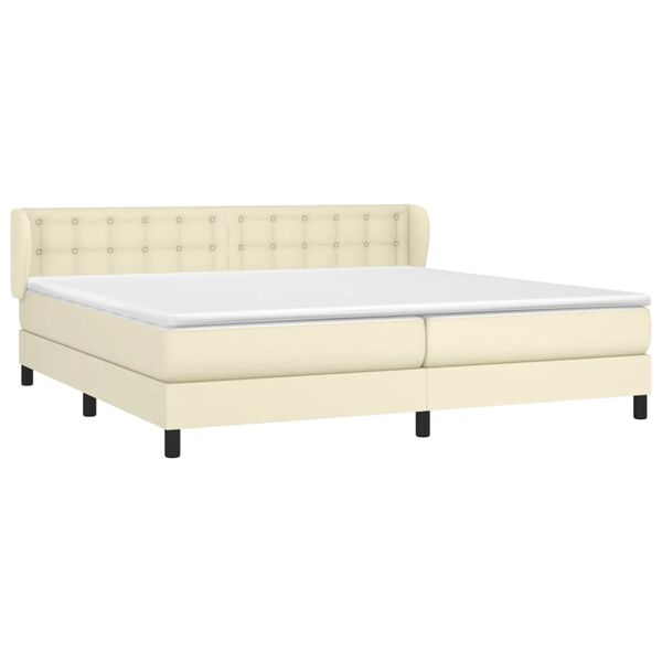 vidaXL Sommier &agrave; lattes de lit avec matelas Cr&egrave;me 200x200cm Similicuir