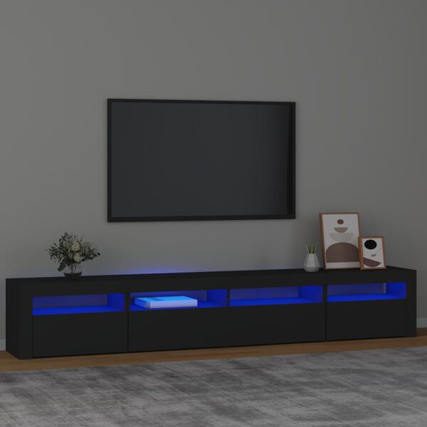 vidaXL Meuble TV avec lumières LED Noir 240x35x40 cm