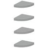 vidaXL &Eacute;tag&egrave;res d'angle flottantes 4 pcs gris 25x25x3,8 cm MDF