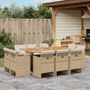 vidaXL Ensemble &agrave; manger de jardin et coussins 11 pcs beige poly rotin