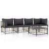 vidaXL Salon de jardin 5 pcs avec coussins anthracite r&eacute;sine tress&eacute;e