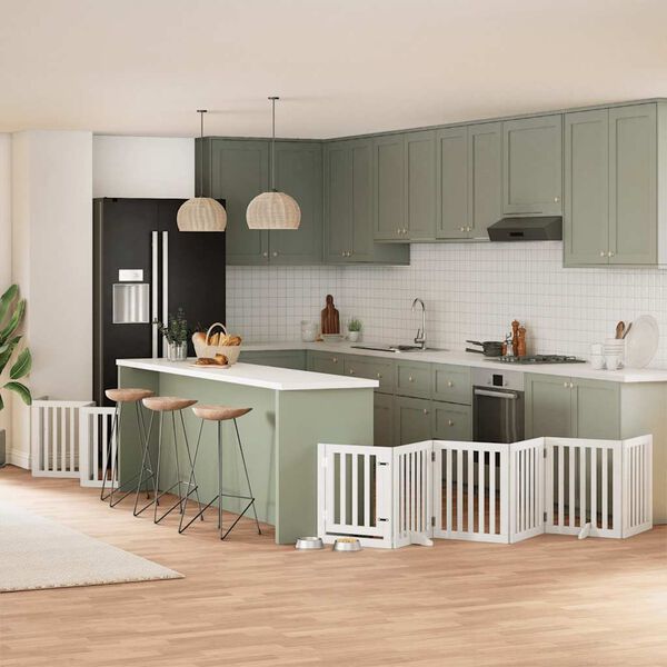 vidaXL Barri&egrave;re pour chien porte pliable 15 panneaux bois de peuplier