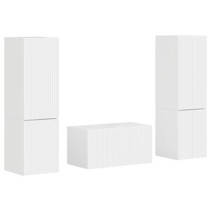 vidaXL Ensemble meuble TV 5 pc Blanc brillant Bois d'ing&eacute;nierie