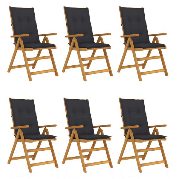 vidaXL Chaises pliables de jardin lot de 6 avec coussins Bois d'acacia