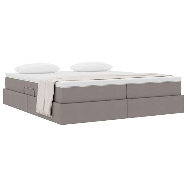 vidaXL Lit avec rangement et matelas Taupe 200 x 200 cm Polyester