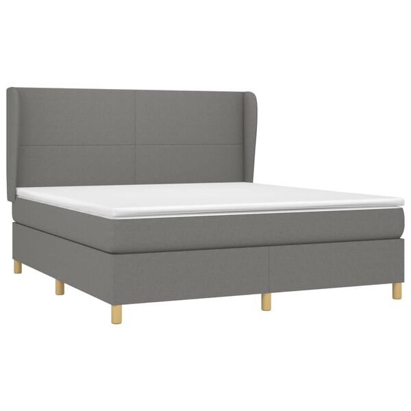 vidaXL Sommier &agrave; lattes de lit avec matelas Gris fonc&eacute; 180x200cm Tissu