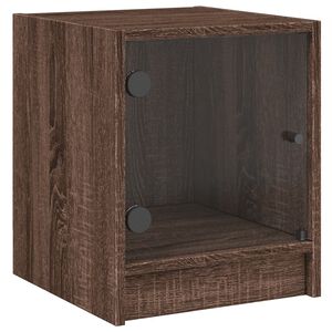 vidaXL Table de chevet avec porte en verre ch&ecirc;ne marron 35x37x42 cm