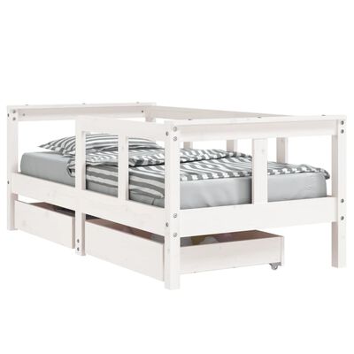 vidaXL Cadre de lit enfant tiroirs blanc 70x140 cm bois de pin massif