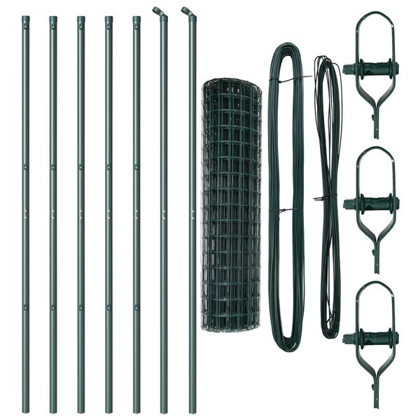 vidaXL Cl&ocirc;ture avec poteau Vert 1,2 x 10 m Acier et PVC