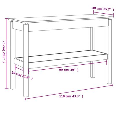 vidaXL Table console Blanc 110x40x75 cm Bois de pin solide