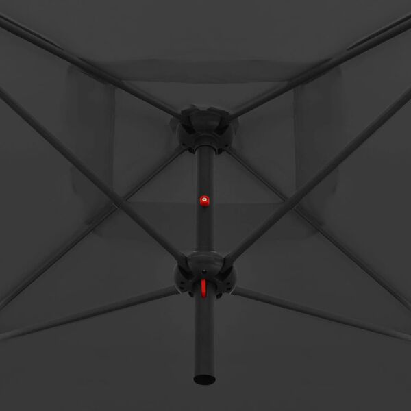 vidaXL Parasol double avec mât en acier 250 x 250 cm Anthracite