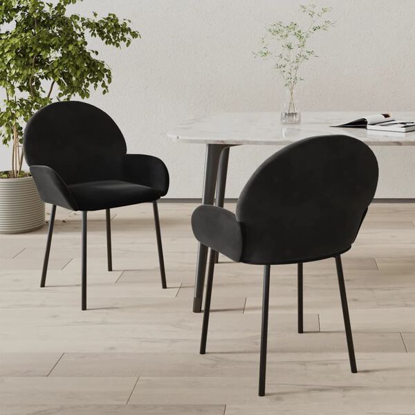 vidaXL Chaises à manger lot de 2 Noir Velours