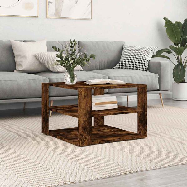 vidaXL Table basse chêne fumé 58x58x40 cm bois d'ingénierie