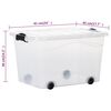 vidaXL Bo&icirc;tes de rangement et roues et couvercles 2pcs Transparent 60L