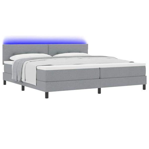 vidaXL Lit &agrave; ressorts avec matelas Gris clair 200 x 200 cm tissu