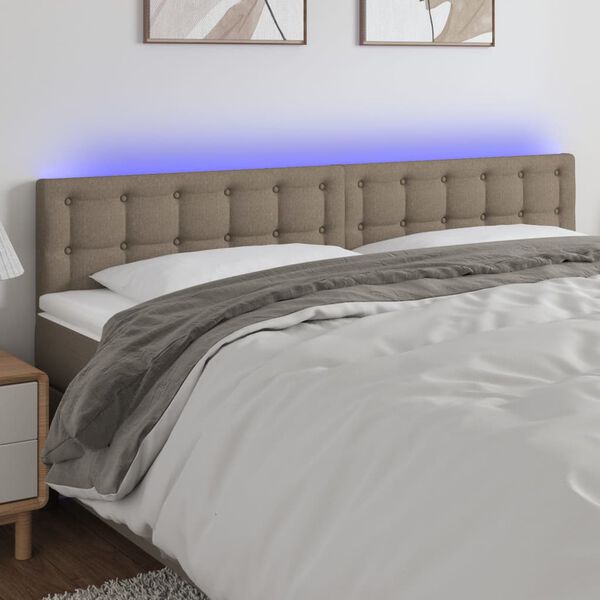 vidaXL T&ecirc;te de lit &agrave; LED Taupe 160x5x78/88 cm Tissu