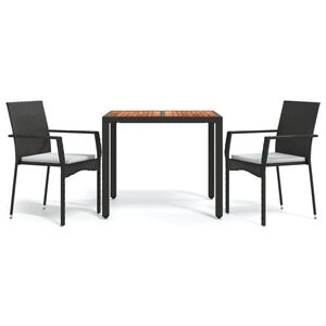 vidaXL Ensemble &agrave; manger de jardin avec coussins 3 pcs Noir