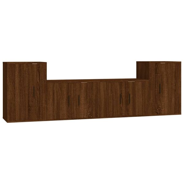 vidaXL Ensemble de meubles TV 4 pcs Ch&ecirc;ne marron Bois d'ing&eacute;nierie