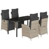 vidaXL Ensemble &agrave; manger de jardin et coussins 5 pcs gris clair rotin