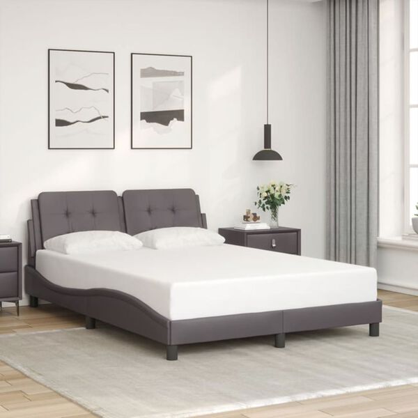 vidaXL Cadre de lit avec LED sans matelas Zadar gris 120x200 cm