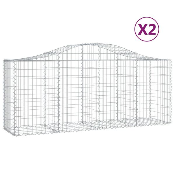 vidaXL Paniers &agrave; gabions arqu&eacute;s 2 pcs 200x50x80/100 cm Fer galvanis&eacute;