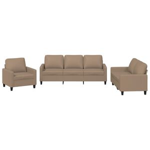 vidaXL Ensemble de canap&eacute;s 3 pcs avec coussins Cappuccino Similicuir