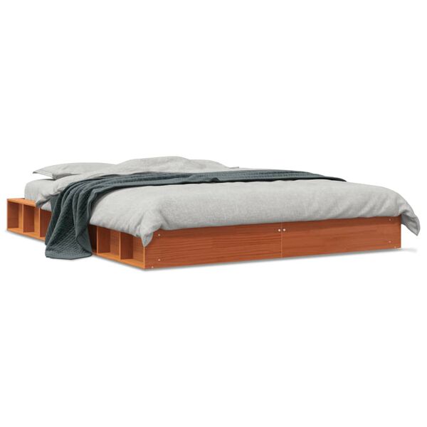 vidaXL Cadre de lit sans matelas cire marron 150x200cm bois pin massif