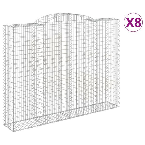 vidaXL Paniers à gabions arqués 8 pcs 300x50x220/240 cm fer galvanisé