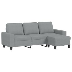 vidaXL Canap&eacute; &agrave; 3 places avec repose-pieds Gris clair 180 cm Tissu